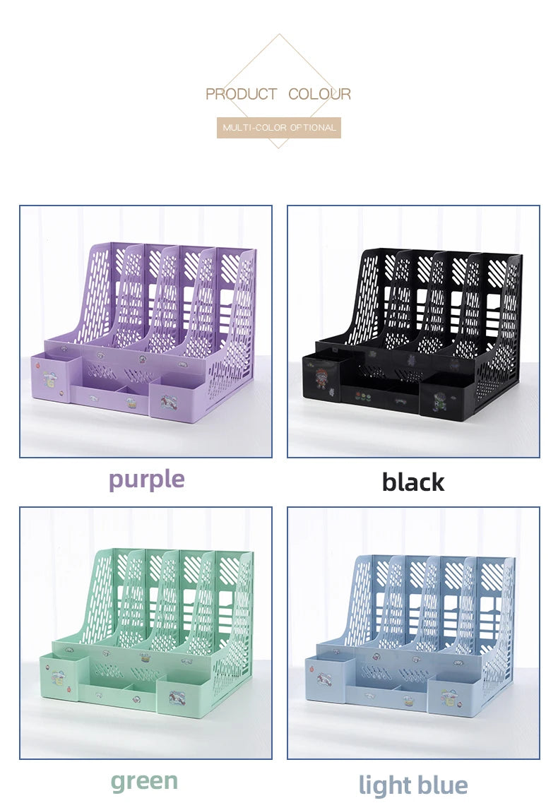 Multi-Color File Rack Folder Storage Box, Desktop File Box, Multi-Functional File Basket, Multi-Layer Shelf, Office Bookshelf Organizer
