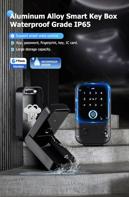 YRHAND TTlock Smart Fingerprint Lock Box – Digital Password, IC Card, Tuya Electronic Portable IP66 Security for Smart Home