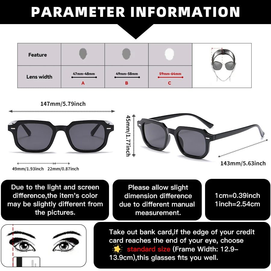 Men's Retro Square Frame Glasses - Trendy Y2K Rivet Street Style Fashion Eyewear