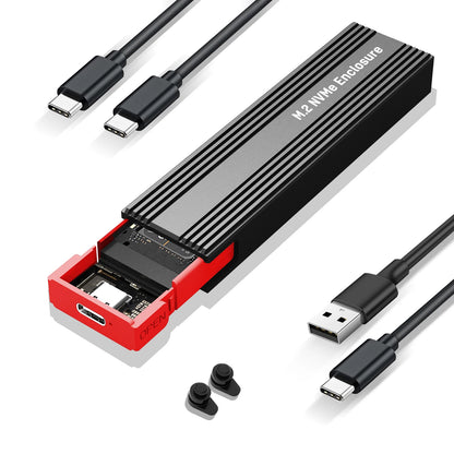M2 NVMe SSD Enclosure – 10Gbps PCIe SSD Case, Portable USB-C 3.2 Gen2 Adapter with Heat Sink Pad, Tool-Free External Box for M.2 SSD