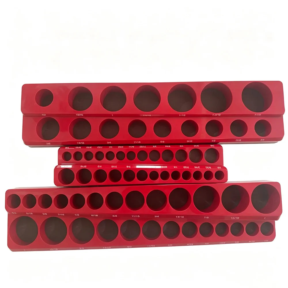 Magnetic Socket Holder Organizer - Metric & SAE Storage Rack for 1/4", 3/8" & 1/2" Drive Sockets