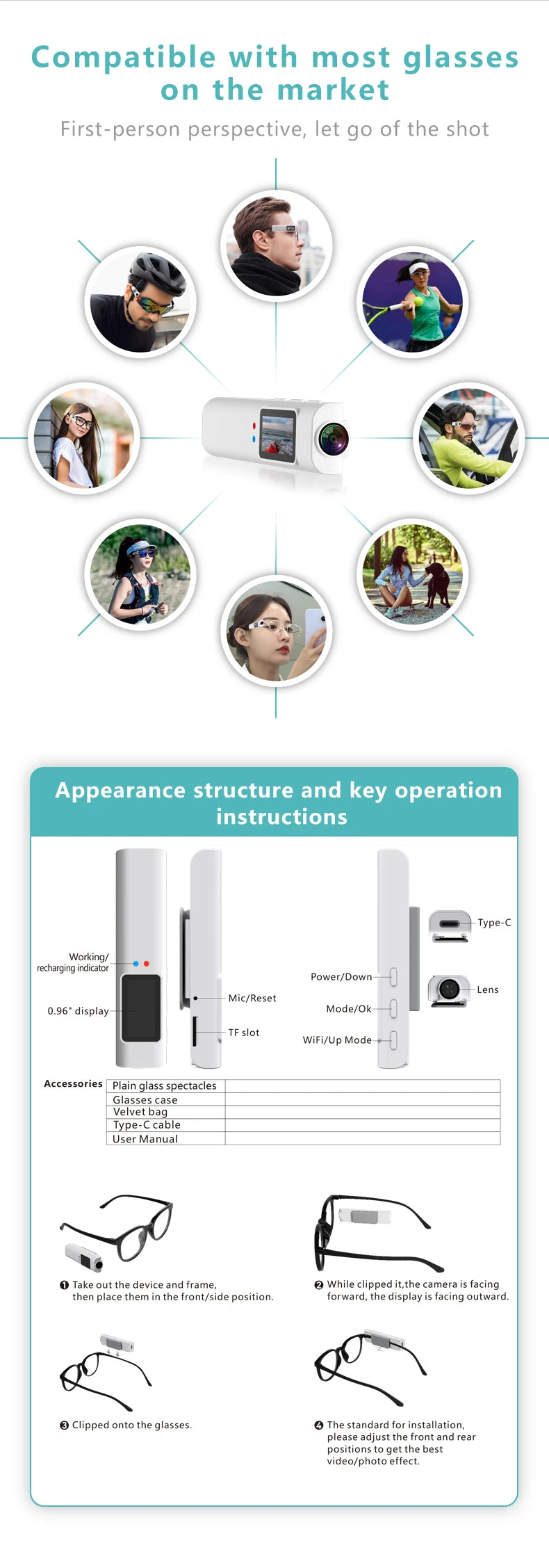 Xiaomi Mini FPV Smart Glasses — HD 4K WiFi Micro-Camera for Video & Audio Recording with APP Control
