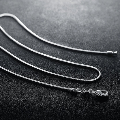 10PCS 925 Sterling Silver Snake Chain Necklaces — 1mm, 16–30 Inch for Women & Men, Fashion Jewelry