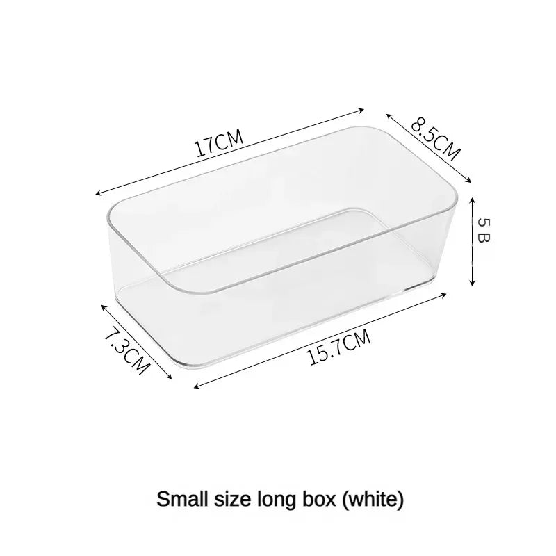 Transparent Plastic Storage Box – Desk Organizer Container for Jewelry, Makeup, and Drawer Organization