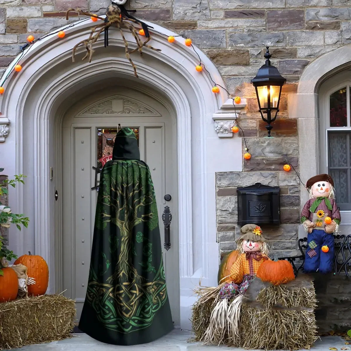 Tree of Life Celtic Cloak – Hooded Medieval Costume for Adults, Witch, Wicca, Vampire & Elf Purim Carnival Party