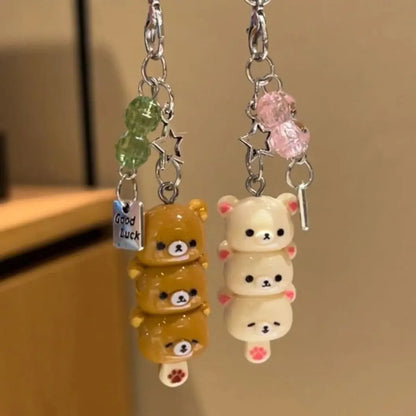 Cute Bear Phone Charm - Kawaii Anime Keychain Pendant for iPhone, AirPods, Keys & School Bags