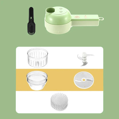 4-in-1 Electric Vegetable Cutter – Handheld Wireless Food Chopper, Garlic Masher & Meat Grinder
