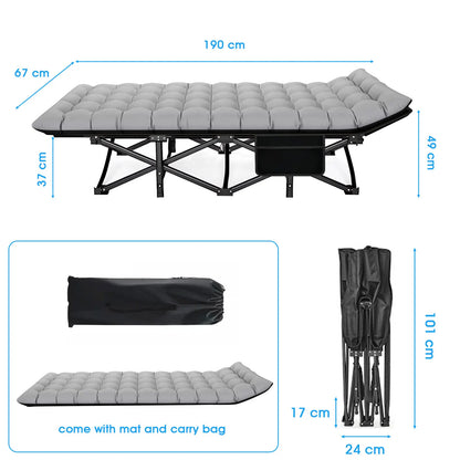 Folding Camping Cot – Portable Heavy Duty Outdoor Bed for Adults, Beach, RV, and Noon Break, 200KG Weight Capacity