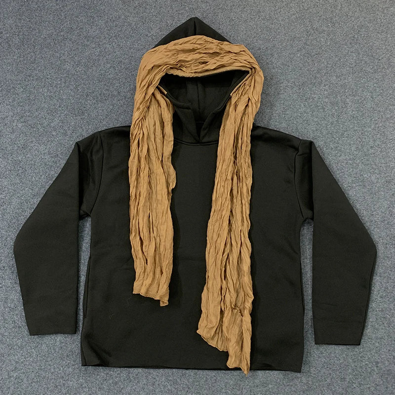 Women’s Autumn Winter Hooded Coat - European & American High Street Style with Headscarf Detail and Long Sleeves