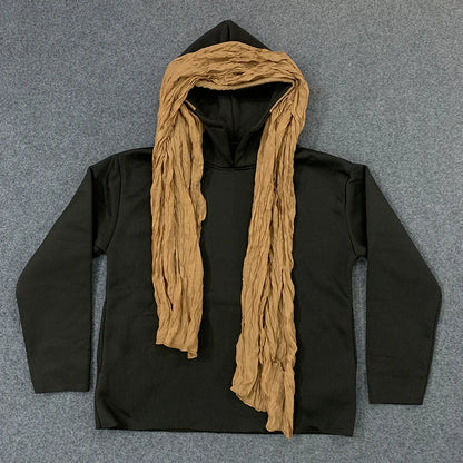 Women’s Autumn Winter Hooded Coat - European & American High Street Style with Headscarf Detail and Long Sleeves