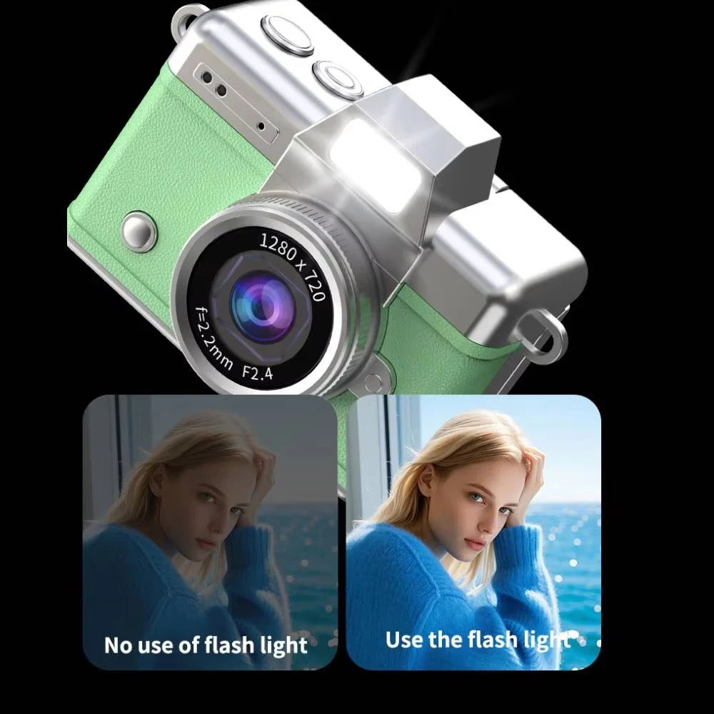 Ourlife Mini Keychain Camera - 1.47-Inch Flip Screen Retro CCD HD Digital Video Recorder