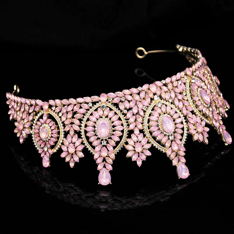 Rhinestone Bridal Tiara Jewelry Set - Wedding Crown with Necklace and Earrings for Women