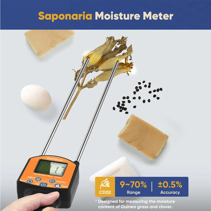 GS120A Digital Hay Moisture Meter - 0–80% Moisture Tester with LCD Probe for Hay, Straw & Grass Bales