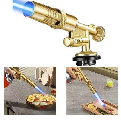Portable Gas Welding Torch – Gold & Copper High-Temperature Flame Burner for BBQ, Welding & Cooking