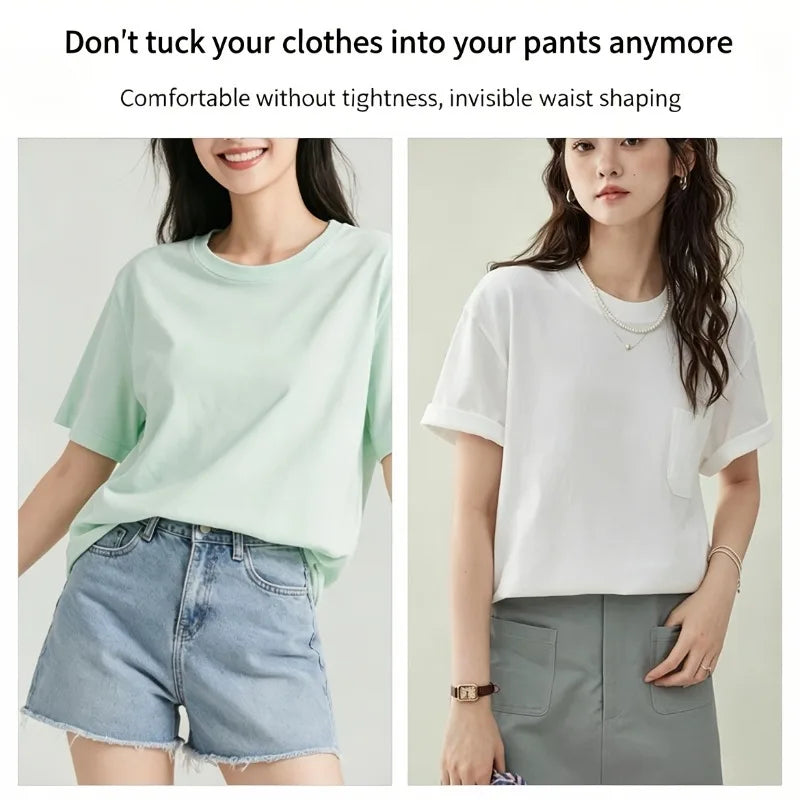 Lace Trim Waistband Clothing Shortener Set - 1 Strap & 3 Buttons for T-Shirts, Dresses & Shirts