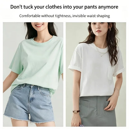 Lace Trim Waistband Clothing Shortener Set - 1 Strap & 3 Buttons for T-Shirts, Dresses & Shirts
