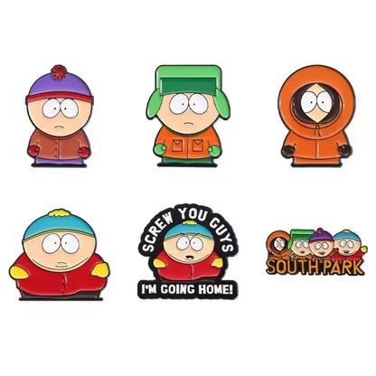 6-Piece Cartoon Character Enamel Pin Set - Cute Metal Brooches and Funny Lapel Badges for Kids, Friends, and Gifts
