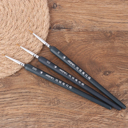 3PCS Gouache & Watercolor Mini Paint Brushes – 0/00/000 Wolf Hair Sketch & Detail Brushes for Professional Art