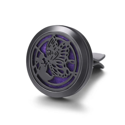 All-Black Tree of Life Car Air Freshener – Stainless Steel Aromatherapy Essential Oil Diffuser Locket Pendant