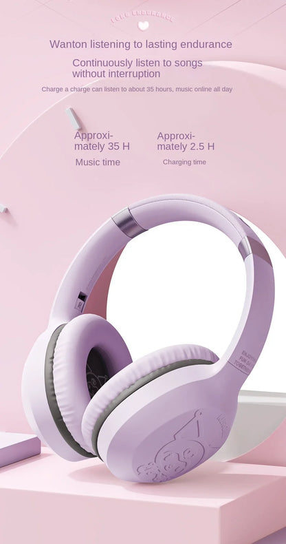 Hello Kitty & Kuromi Wireless Bluetooth Headset — Kawaii Cartoon Character Student Headphones, New Style