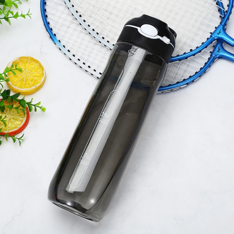 750ml Sports Water Bottle with Straw - BPA-Free Transparent Plastic Bottle for Camping, Hiking, Outdoor Activities - Men's Drinkware