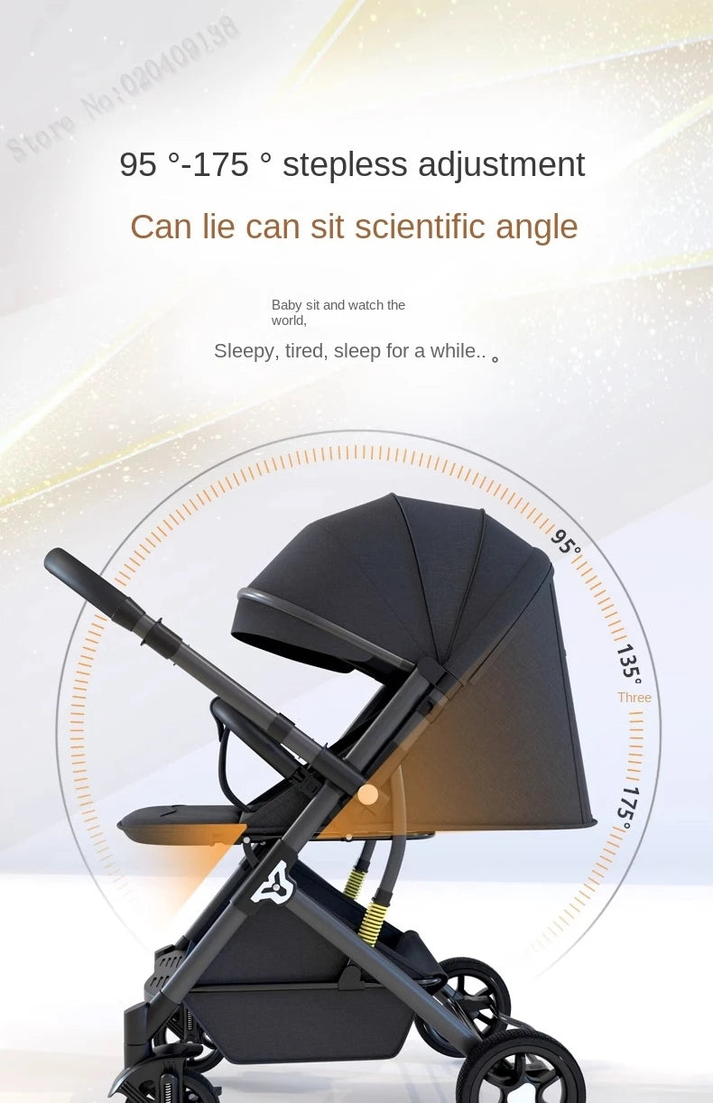 Lightweight Two-Way Baby Stroller — High Landscape, Spine Protection, 4-Wheel Newborn Push Trolley