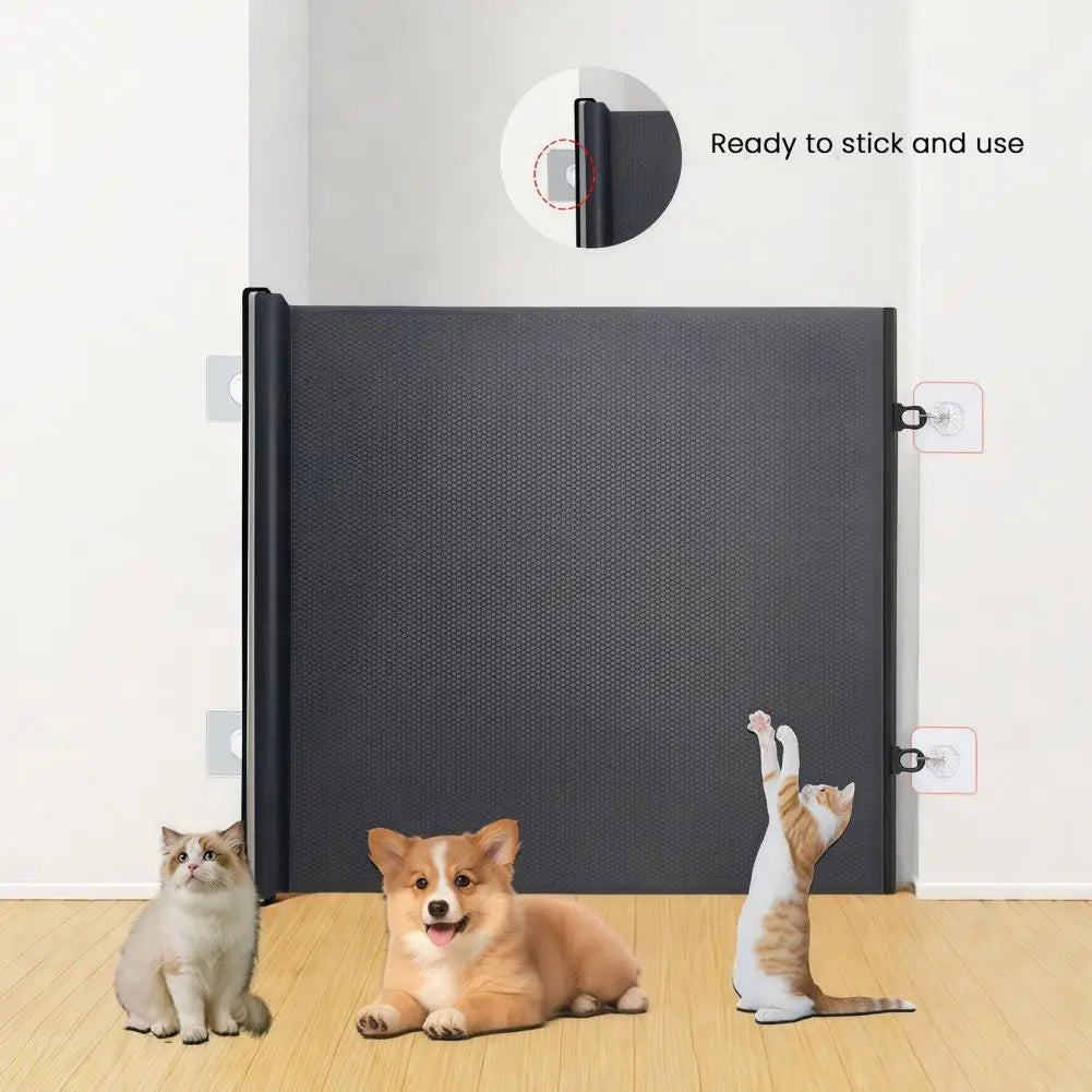 Retractable Pet Barrier Gate – Space-Saving Mesh Safety Fence for Indoor & Outdoor Pets