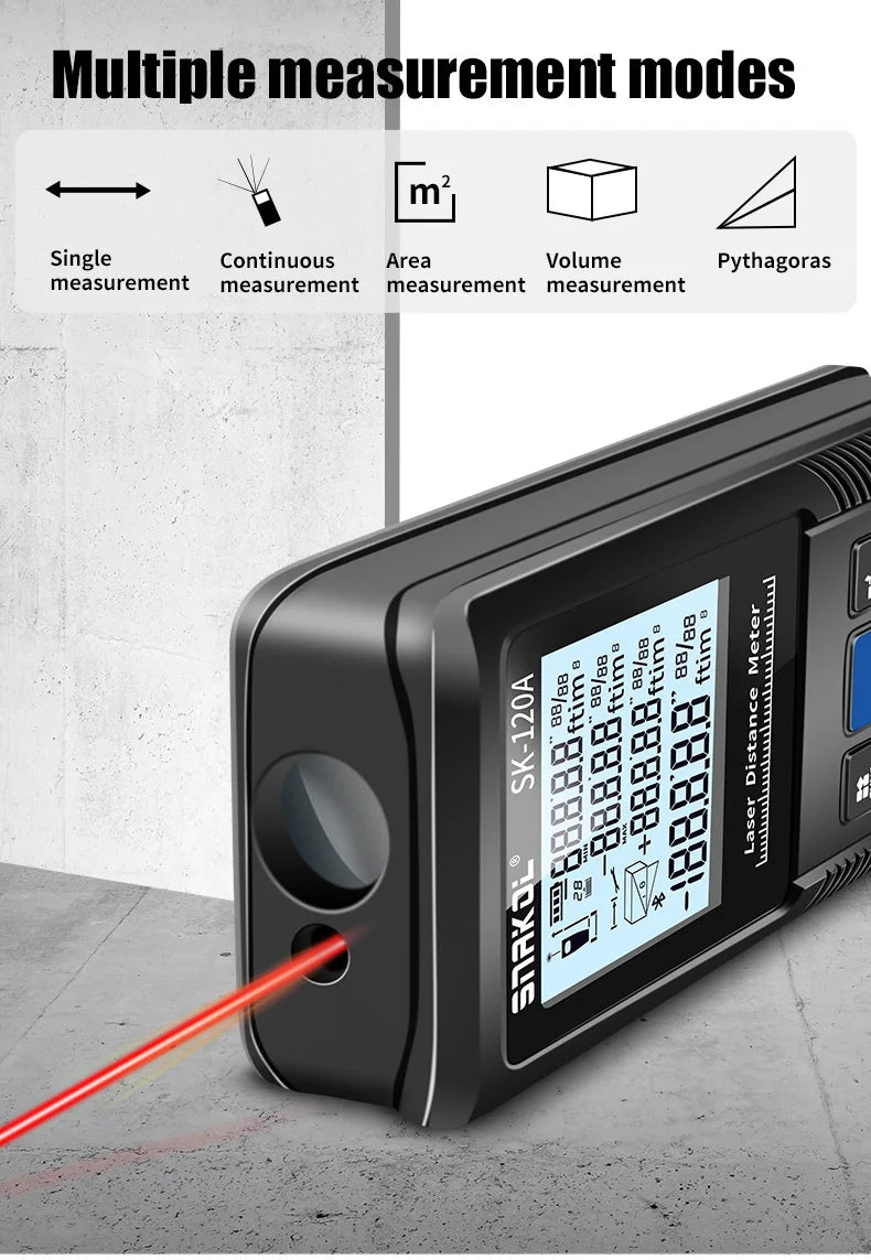 Snakol 120M Green Laser Tape Measure — High Accuracy Digital Distance Meter & Electronic Ruler
