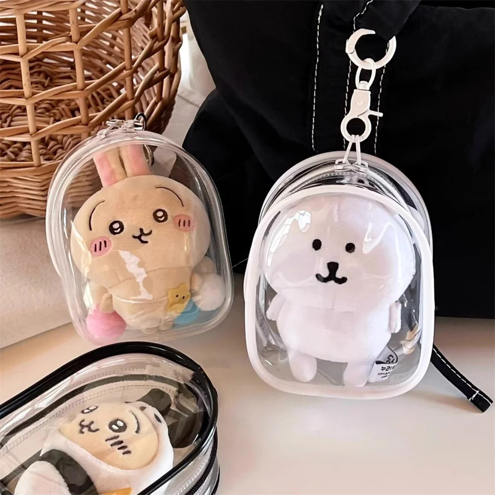 12cm Transparent PVC Doll Storage Bag – Multicolor Cartoon Keychain Display Case, Dustproof Organizer & Gift Pouch