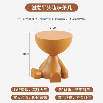 Light Luxury Cartoon Sofa Side Table – Creative Plastic Coffee Table, Small Household Flat-Head Coffee & Living Room Furniture Side Table