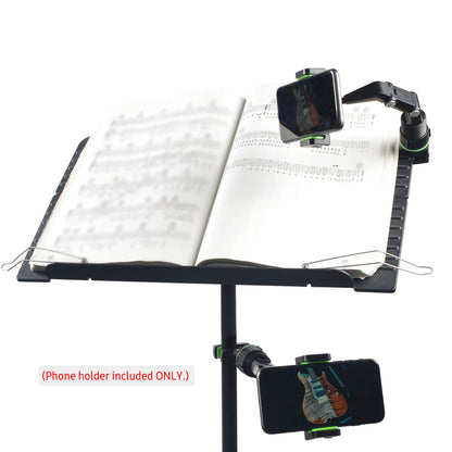 360° Rotatable Phone Holder for Guitar & Mic Stand — Includes 10 Picks and Cleaning Cloth