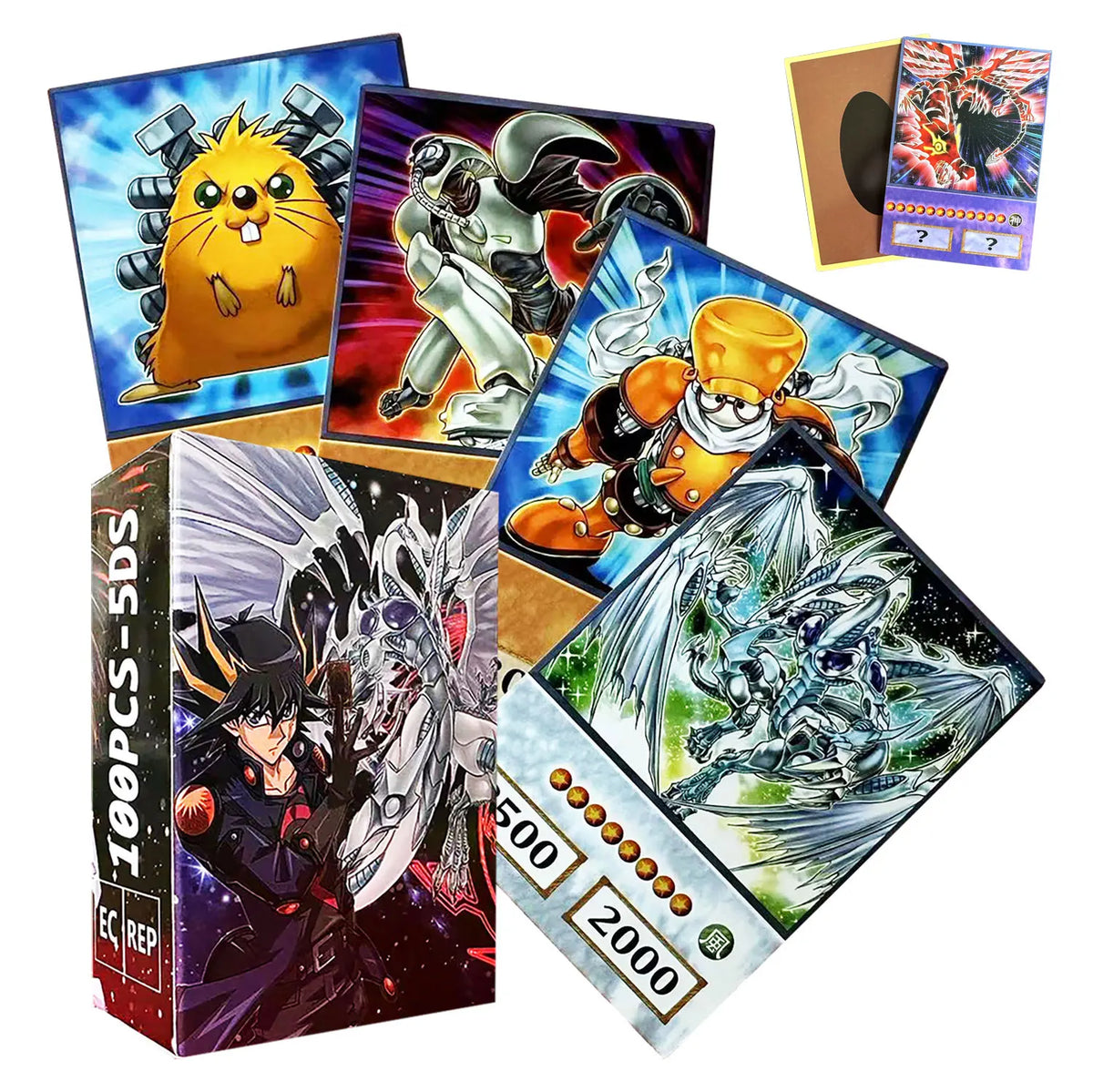 100PCS Yu-Gi-Oh! Anime Cards - Blue-Eyes White Dragon, Dark Magician, Exodia & Egyptian God Card Collection Gift