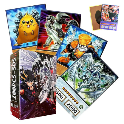 100PCS Yu-Gi-Oh! Anime Cards - Blue-Eyes White Dragon, Dark Magician, Exodia & Egyptian God Card Collection Gift