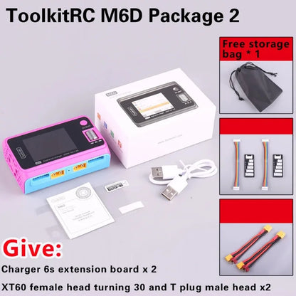 ToolkitRC M6D 500W Smart Charger - 15A Dual DC Charger & Discharger for 1-6S LiPo, LiHV, Li-Ion, NiMH & Pb Batteries