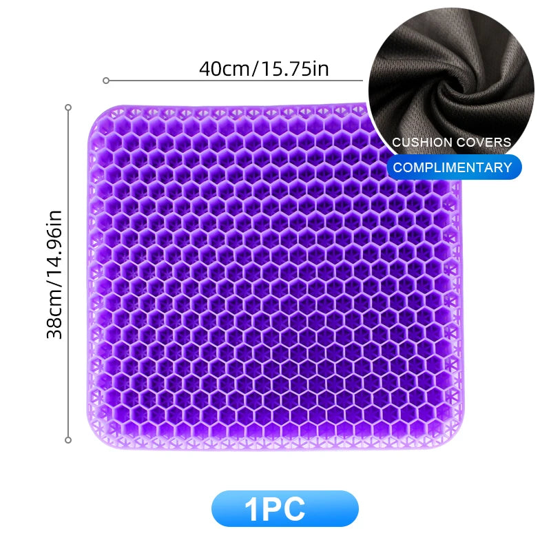 Gel Seat Cushion - Breathable Honeycomb Cooling Support for Office Chairs, Cars & Wheelchairs