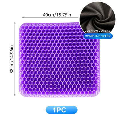 Gel Seat Cushion - Breathable Honeycomb Cooling Support for Office Chairs, Cars & Wheelchairs