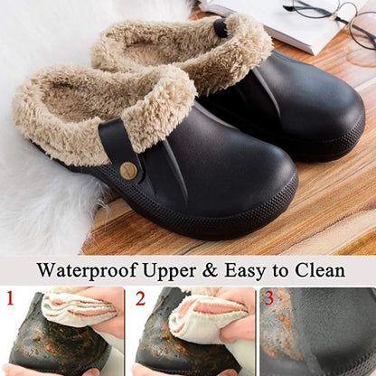Bebealy Casual Women’s Garden Shoes & Warm Fluffy Men’s Waterproof Winter Slippers – Outdoor Antiskid Classic Leopard Design