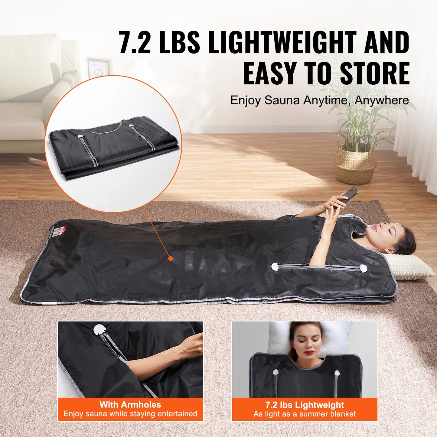 VEVOR Portable Sauna Blanket for Detox – Far Infrared Sauna for Home Relaxation, Adjustable Temperature & Timer