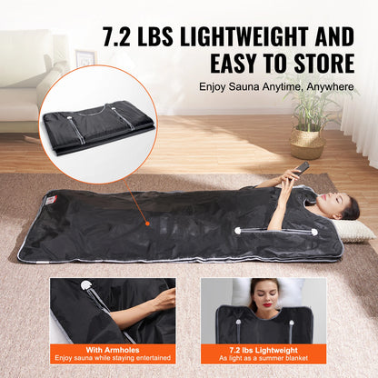 VEVOR Portable Sauna Blanket for Detox – Far Infrared Sauna for Home Relaxation, Adjustable Temperature & Timer