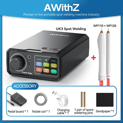 Awithz UK3 Portable Mini Spot Welder – DIY 18650 Lithium Battery Welding Tool, 10000mAh, Welds Up to 0.4mm