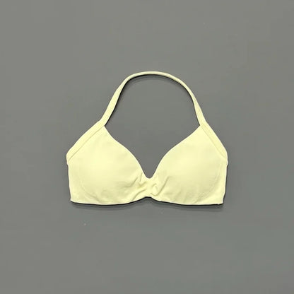 Histello Women’s Strappy Sports Bra - Seamless High-Support Yoga, Running and Workout Halter Top