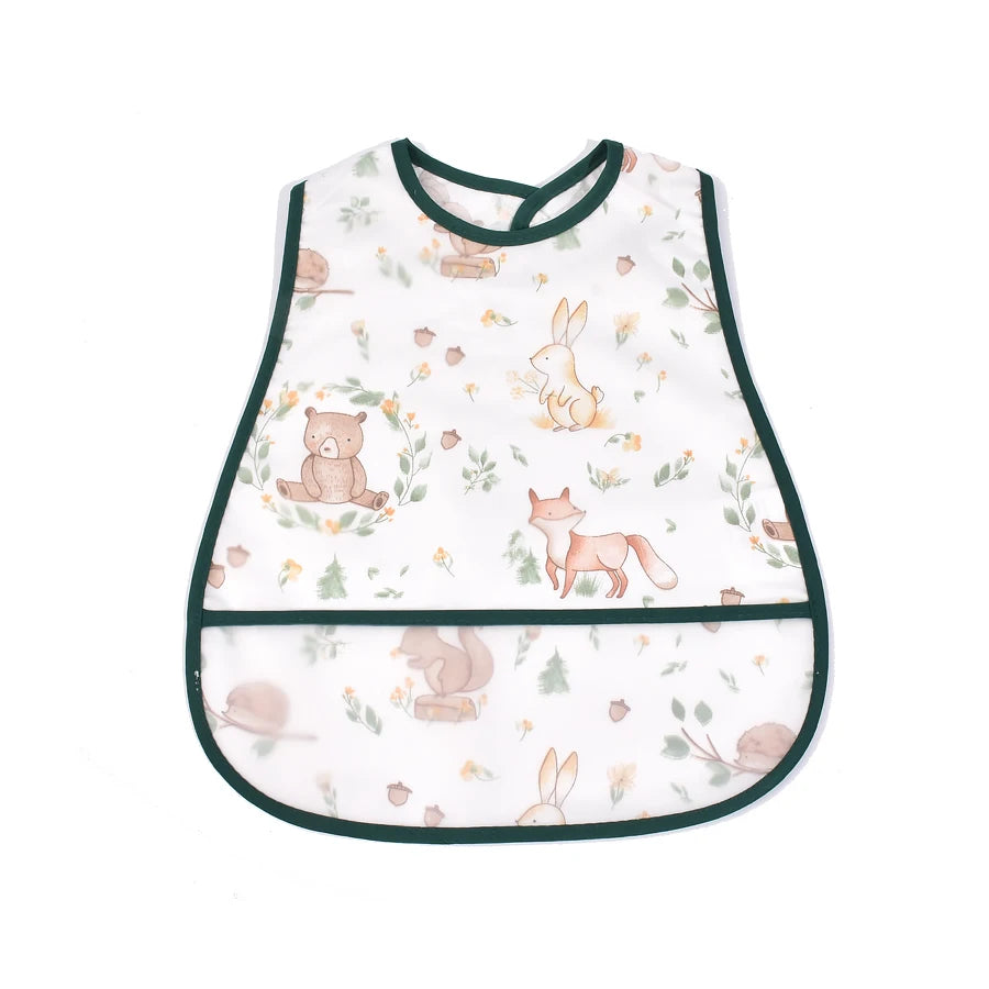 Adjustable Baby Bibs - Waterproof EVA Cotton Cartoon Feeding Bibs with Burp Cloth for Boys & Girls