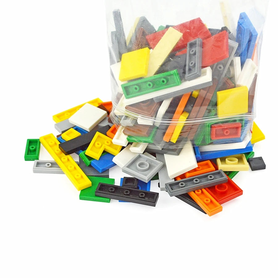 150-Piece DIY Building Blocks Set - Multicolor Flat Tile Construction Parts for Creative Educational Play and Crafts