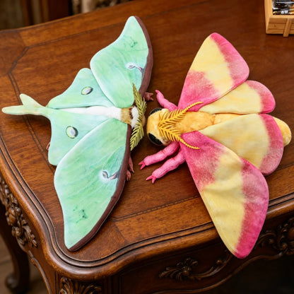 Luna Moth & Rosy Maple Moth Plush - Soft Realistic Insect Stuffed Animal Gift