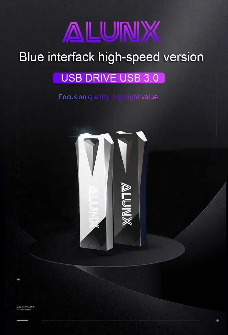 ALUNX USB 3.0 Flash Drive – 4GB/8GB/16GB/32GB/64GB/128GB Metal USB Pendrive Memory Stick