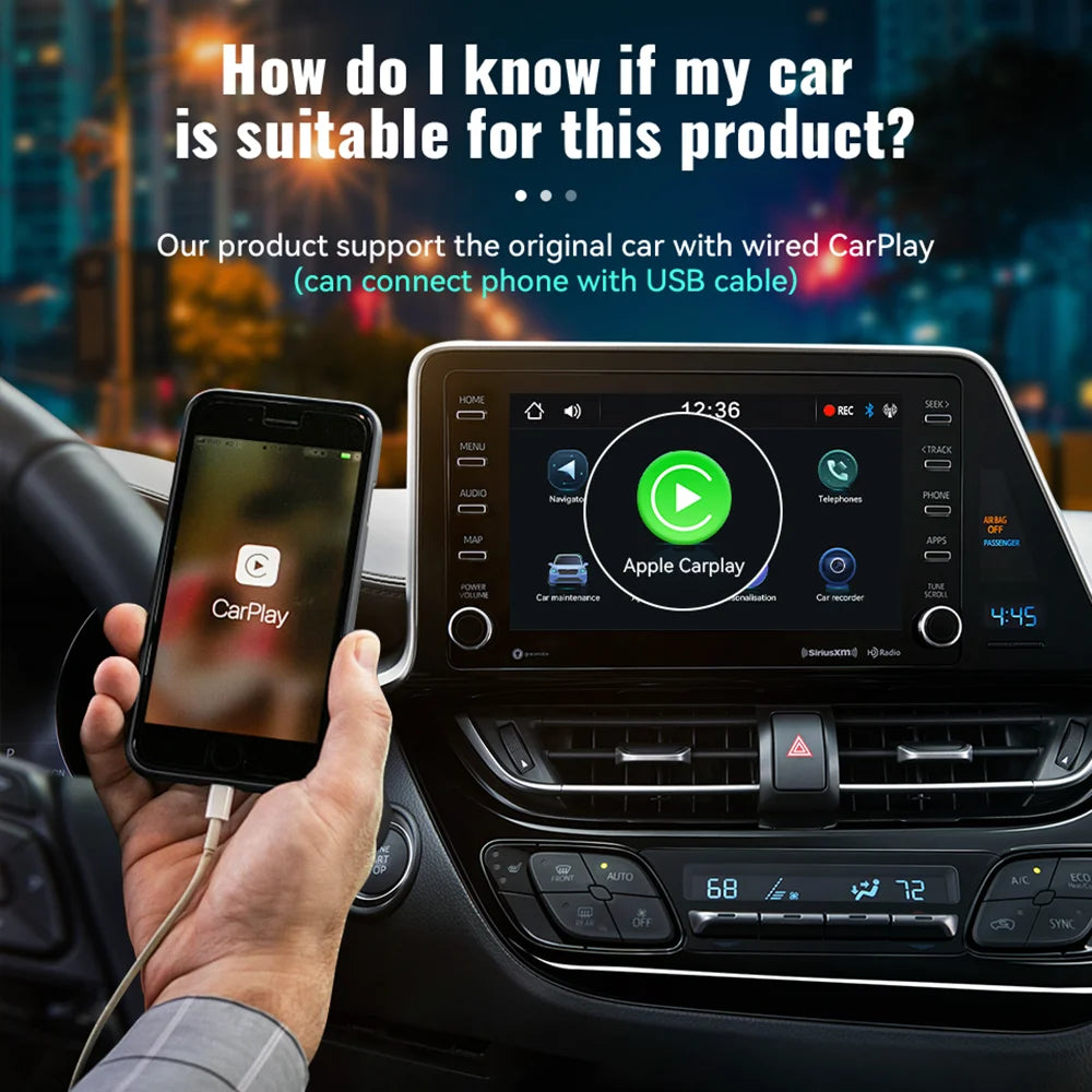 Acodo 2025 3-in-1 CarPlay AI Box — Wireless Android Auto & USB Adapter for YouTube, Netflix, Universal TV, Plug & Play