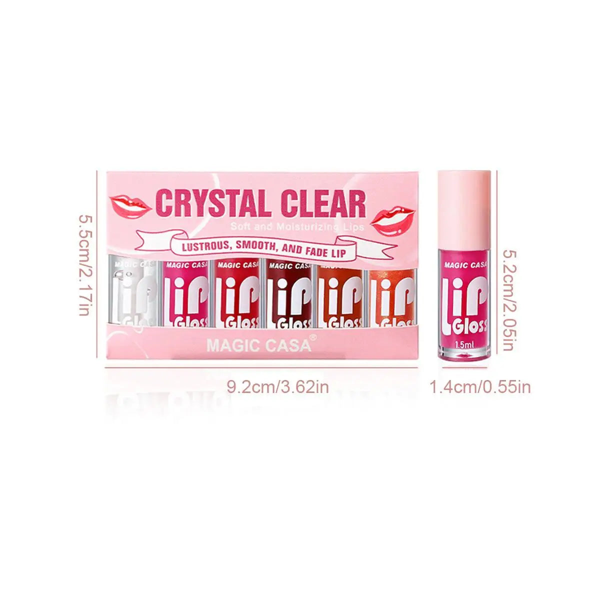 MAGIC CASA 6pcs Hydrating Jelly Lip Oil Set – Long-Lasting Moisturizing & Shimmering Liquid Lip Hydration