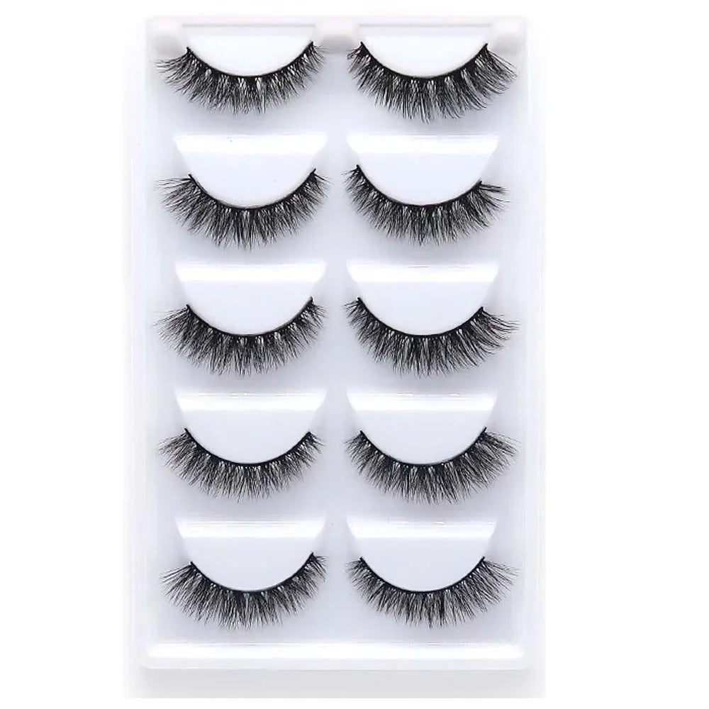 5 Pairs 3D Real Mink False Eyelashes – Soft Natural Look Eyelash Extensions for Makeup & Daily Wear