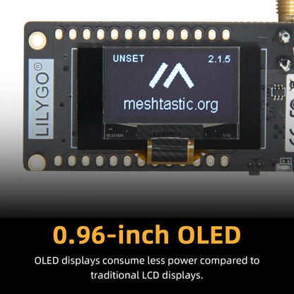 LILYGO TTGO Meshtastic LoRa32 ESP32 Development Board — SX1276/1278 Module 433/868/915MHz with 0.96" OLED, Low Power LoRa Module