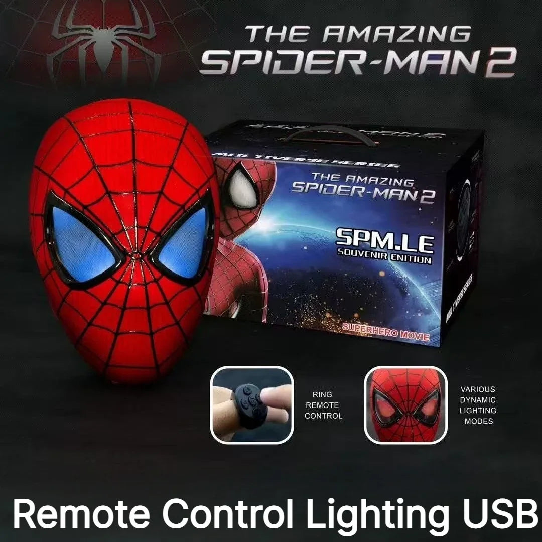 Miles Spider-Man 1:1 Electronic Mask - Moving Glowing Eyes with Ring Control for Cosplay & Collectors